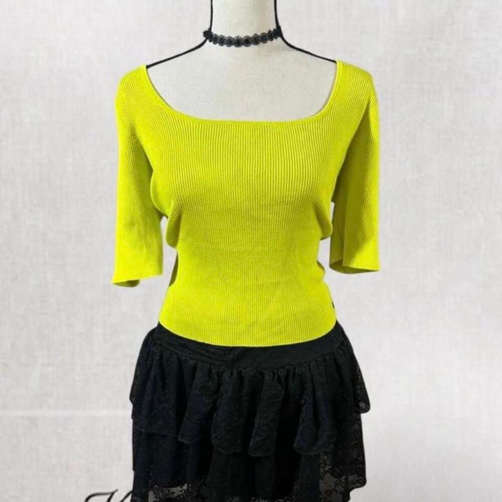 Y2K Vibrant Green Open Back Babydoll Top